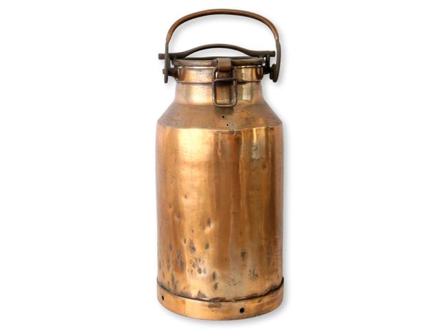 Large Antique French Copper Dairy Bucket - New England Mercantile - Brown