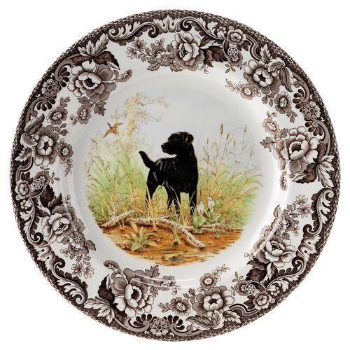 Spode Woodland Dinner Plate 10.5 Inch (Black Labrador Retriever) - Brown