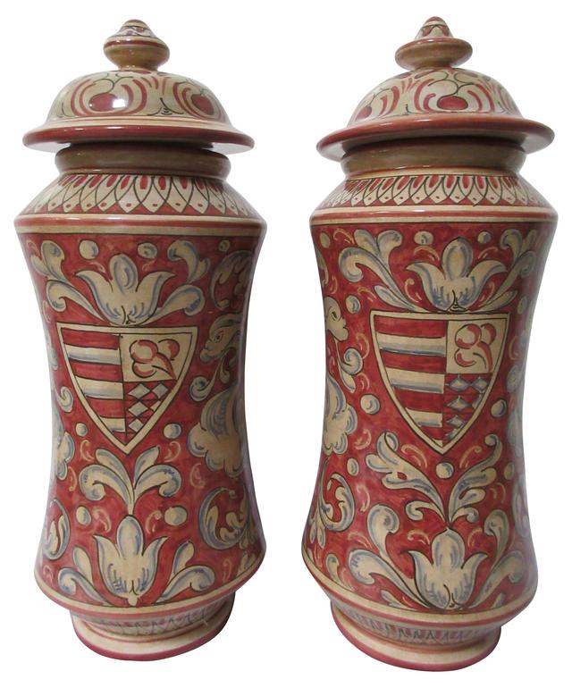 Gubbio Italian Faience Jars - Set of 2 - The Emporium Ltd. - Red