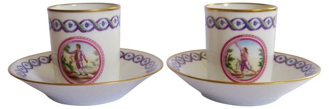 Ginori Italian Porcelain Cups & Saucers - The Emporium Ltd. - Purple