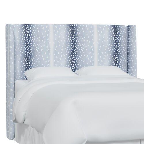 Kelly Wingback Headboard - Fawn Stripe - Blue | Bedhead, Bed Back - Comfortable, Supportive - Exclusive