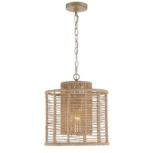 Jayna 1-Light Pendant - Natural Jute - Crystorama - Beige | Hanging Light, Lanterns - Practical, Aesthetic
