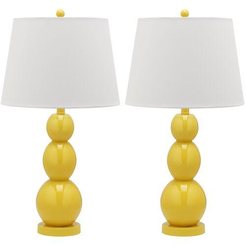 Set of 2 Bailey Table Lamps | Desk Lamp, Bedside Lamp - Yellow