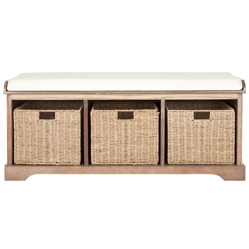 Loren 47"W Storage Bench - Beige | Couch, Sofa, Settee, Storage Space