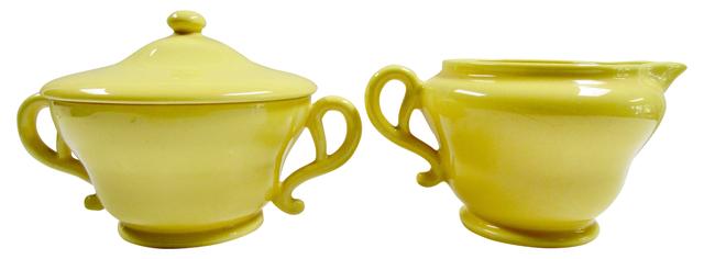 1930s California Pottery Sugar & Creamer - The Emporium Ltd. - Yellow