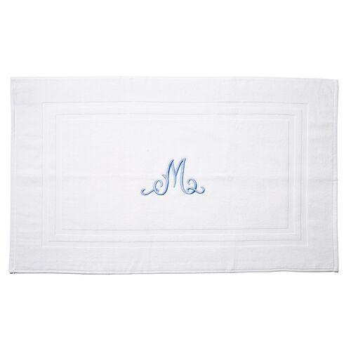 Script Monogram Bath Mat - White/Blue - Hamburg House