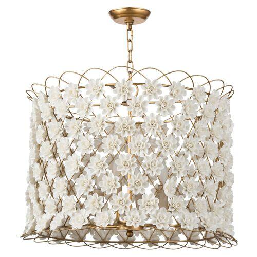 Alice Porcelain Flower Chandelier - White/Gold - Regina Andrew | Ceiling Fixture, Ceiling Light - Statement Piece, Decorative