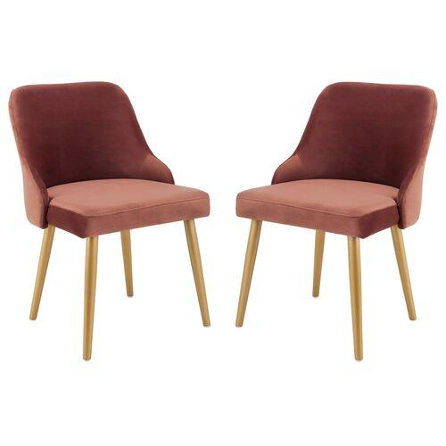 Set of 2 Andover Velvet Side Chairs - Red | Dining Chairs, Accent Chairs - Comfortable, Durable