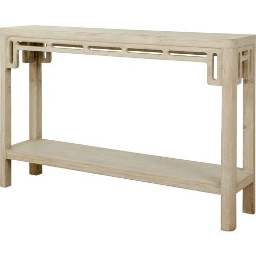 Brianne 47" Console Table - Weathered Whitewash - Handcrafted - Beige | Hallway Table, Foyer, Accent Table