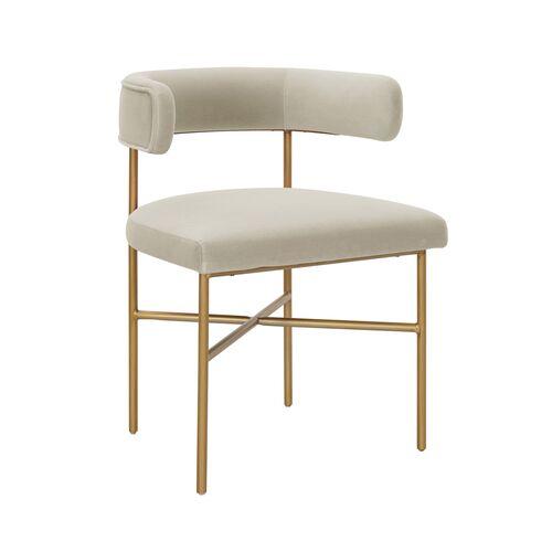 Kendall Dining Side Chair - Cream Velvet - Beige