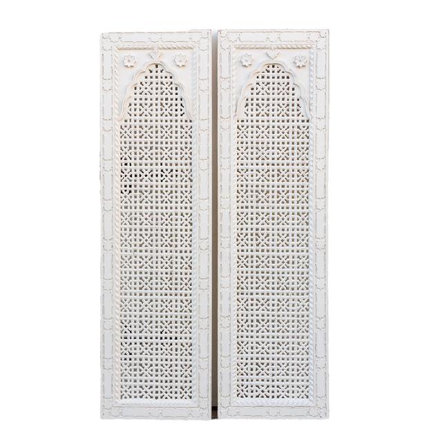 Pair of Arched Mihrab Door Panels - de-cor - White