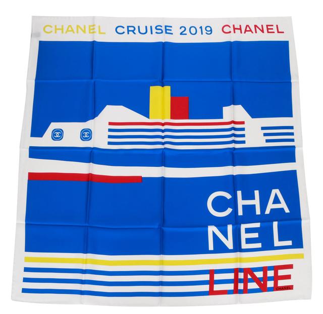 Chanel new white/blue/red/yellow scarf - Vintage Lux