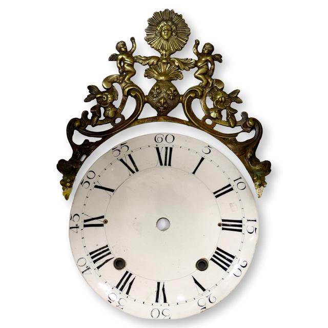 19th-C French Enamel & Bronze Clock Face - New England Mercantile - Gold