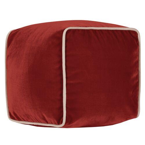 Nova 10x10 Cube Velvet Pillow | Cushion, Bolster - Red - Invisible Zipper, Insert Included