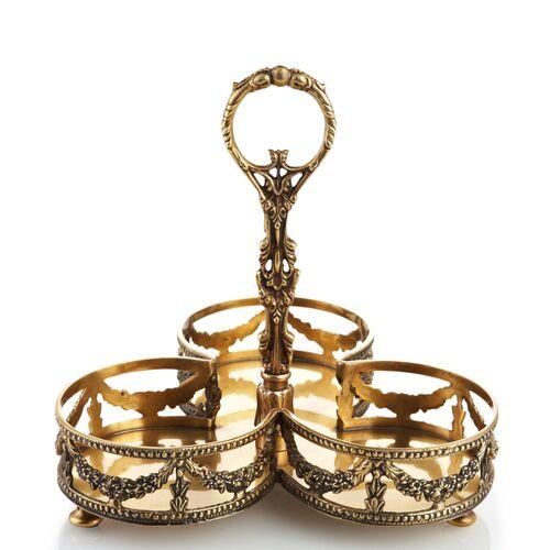 9" Tassel Serving Tray - Brass - Brown