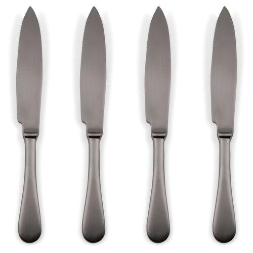 Set of 4 American Steak Knives - Black - Mepra