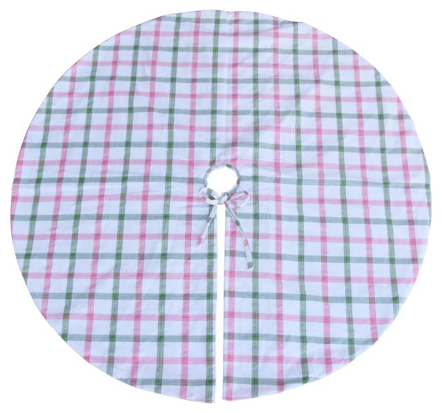 53" English Plaid Tree Skirt - Pink