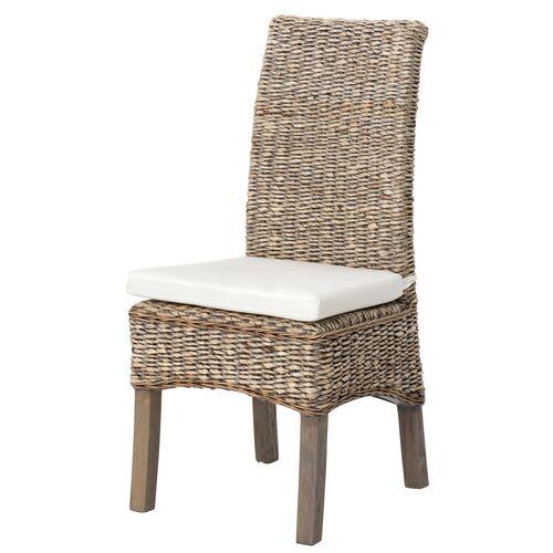 Mae Banana-Leaf Dining Chair - Gray/Cream - White | Accent Chair, Arm chair