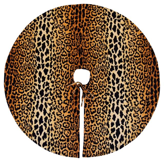 53" Leopard Velvet Christmas Tree Skirt - Brown