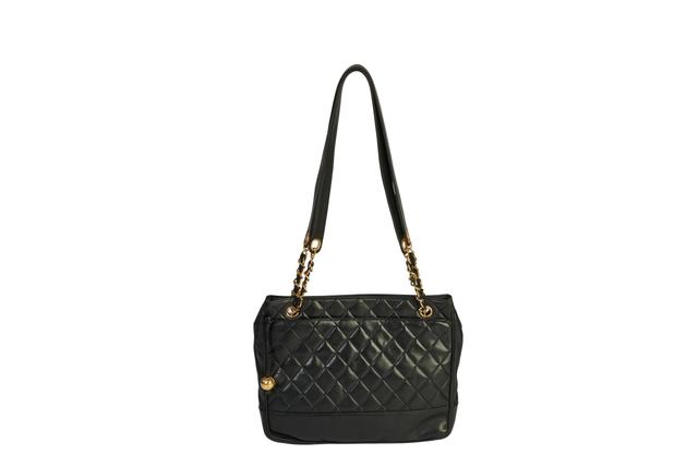 Chanel Vintage Black Quilted Zipper Tote - Vintage Lux