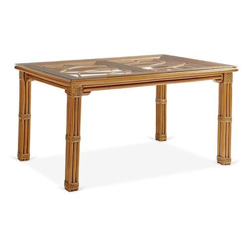 Antigua Rattan Rectangular Dining Table - Natural - South Sea Rattan | Dinner Table, Family Table - Brown