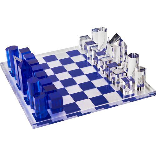 Lucite Chess Set - Indigo - Blue