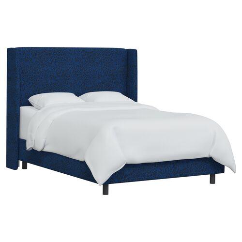 Kelly Pounce Wingback Bed - Blue, Comfortable, Durable | Upholstered bed, Tufted Bed