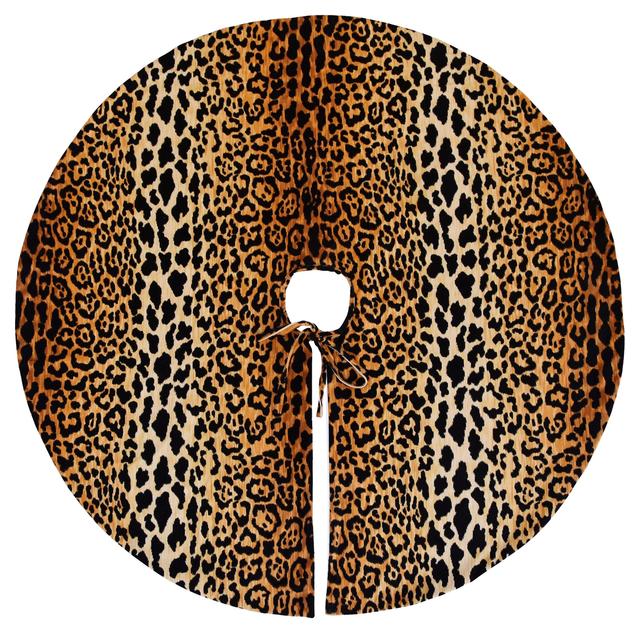 53" Leopard Velvet Christmas Tree Skirt - Orange