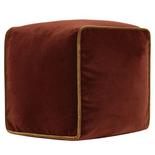 Nova 10x10 Cube Velvet Pillow | Cushion, Bolster - Orange - Invisible Zipper, Insert Included