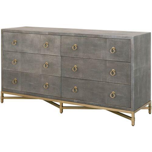 Strand Faux-Shagreen Dresser - Gray | Highboy, Bureau - Offers Storage, Organization