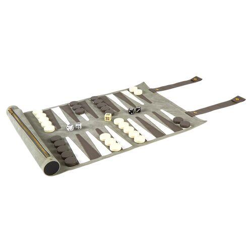 Rolled Backgammon Set - Gray
