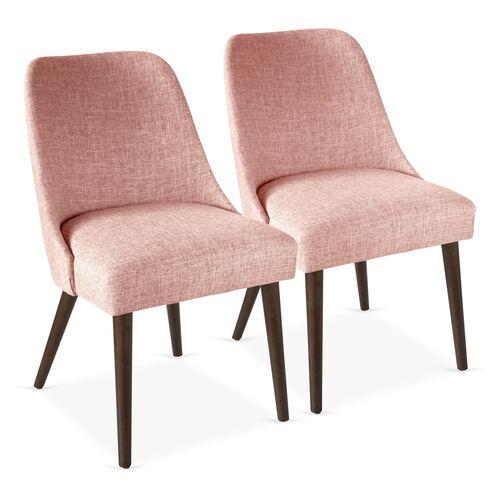 Set of 2 Barron Side Chairs - Handcrafted - Pink | Dining Chairs, Accent Chairs - Comfortable, Durable