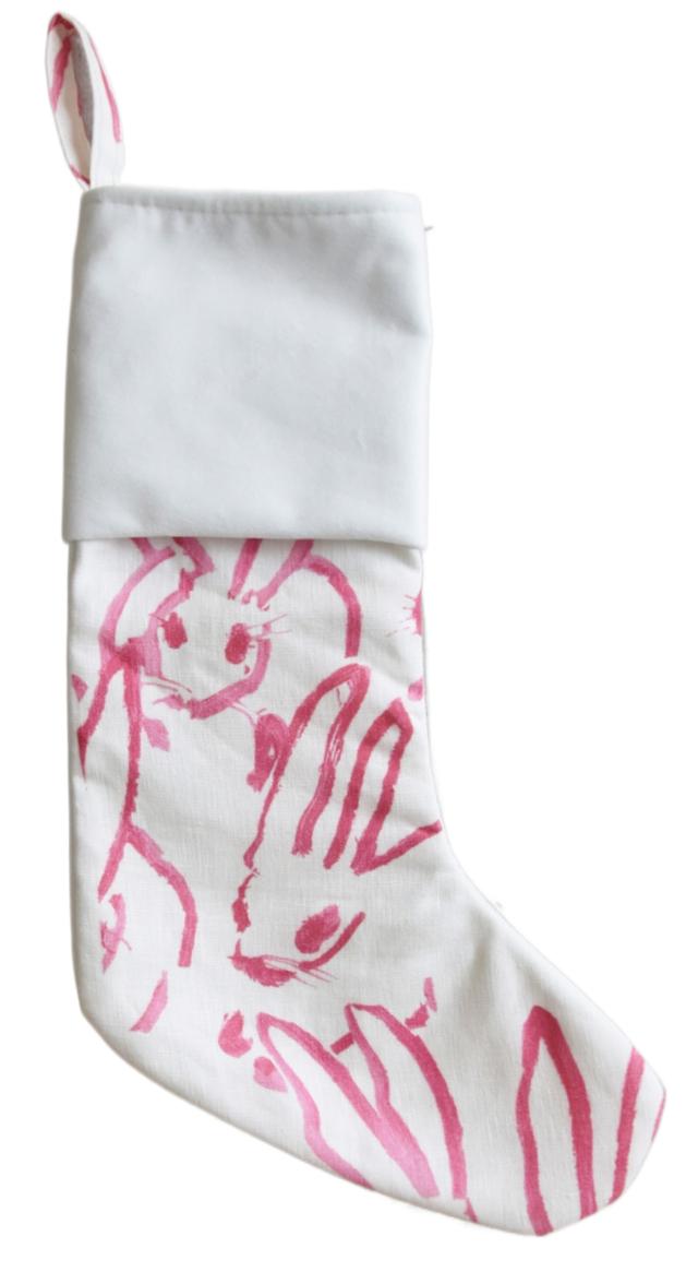 Hunt Slonem Bunny Christmas Stocking - Pink