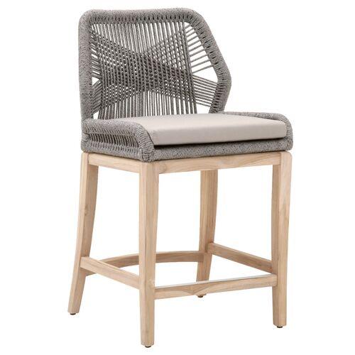 Easton Rope Outdoor Counter Stool - Platinum/Smoke Gray | Bar Stool, Kitchen Stool