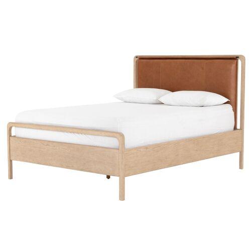 Jeremiah Leather Bed - Natural/Brown - Beige