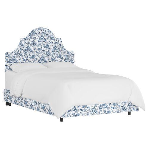 Kennedy Arched Bed - Prairie Floral - Handcrafted - Blue, Mattress & Box Spring Required - Exclusive | Rounded Bed, Curved Bed