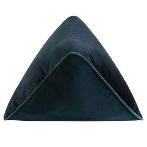Nova 16x16 Pyramid Velvet Pillow | Cushion, Bolster - Blue - Invisible Zipper, Insert Included