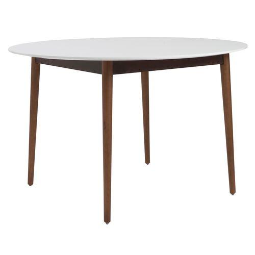 Lewis Round Dining Table - White/Walnut | Dinner Table, Family Table