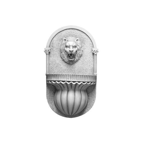35" Lion Wall Fountain - Antiqued Stone - Gray