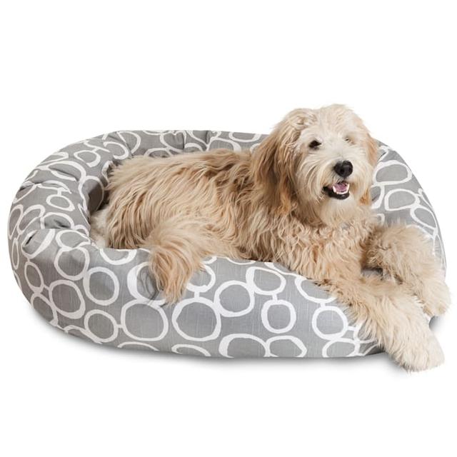 Majestic Pet Fusion Gray Sherpa Bagel Dog Bed, 40" L x 29" W, Large