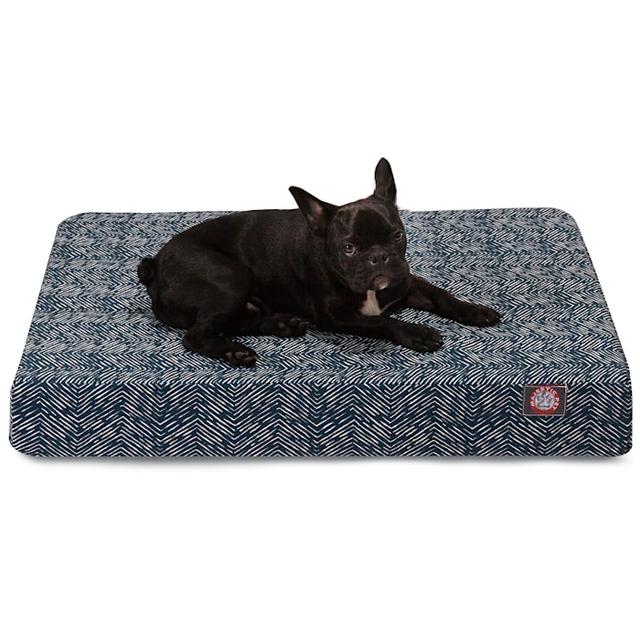 Majestic Pet Navy Navajo Shredded Memory Foam Rectangle Dog Bed, 36" L x 29" W, Blue, Medium