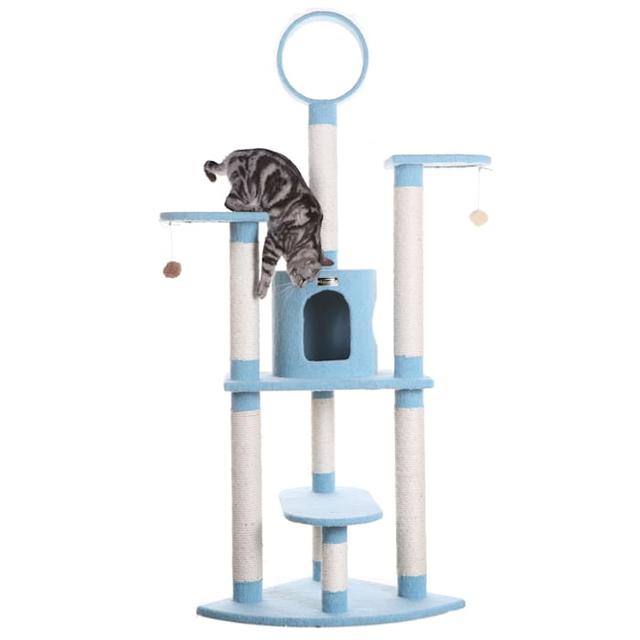 Armarkat Classic Real Wood Cat Tree Model B6605 Sky Blue, 66" H
