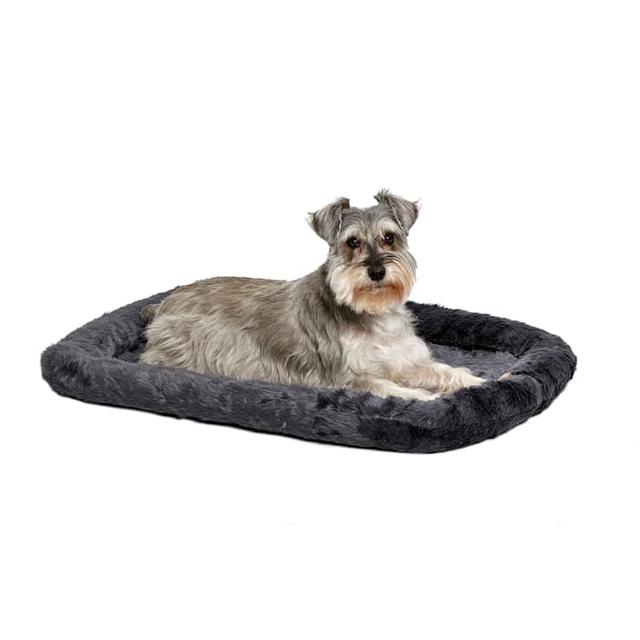 Midwest Quiet Time Bolster Gray Dog Bed, 30" L X 21" W, Medium