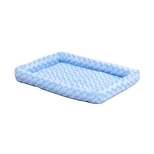 Midwest Quiet Time Bolster Blue Dog Bed, 36" L X 23" W, Large