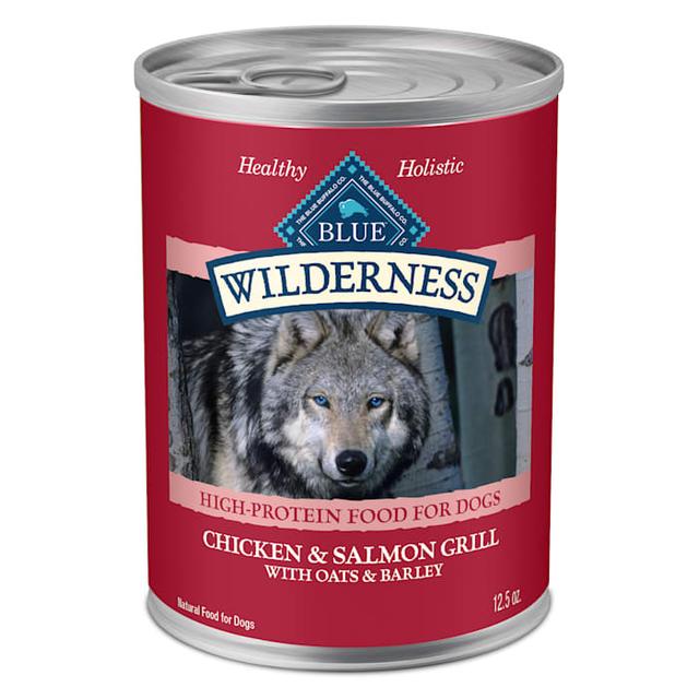 Blue Buffalo Wilderness High Protein Natural Plus Wholesome Grains, Chicken & Salmon Grill Adult Wet Dog Food, 12.5 oz