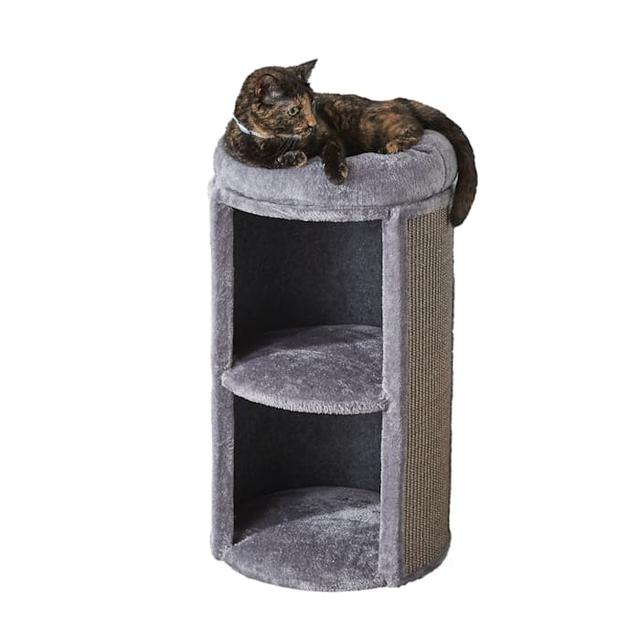 Two by Two Juniper 2 Level Cat Condo, White, 15" L X 15" W X 25.6" H