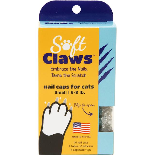 Soft Claws Silver Sparkle Cat Nail Caps, Small