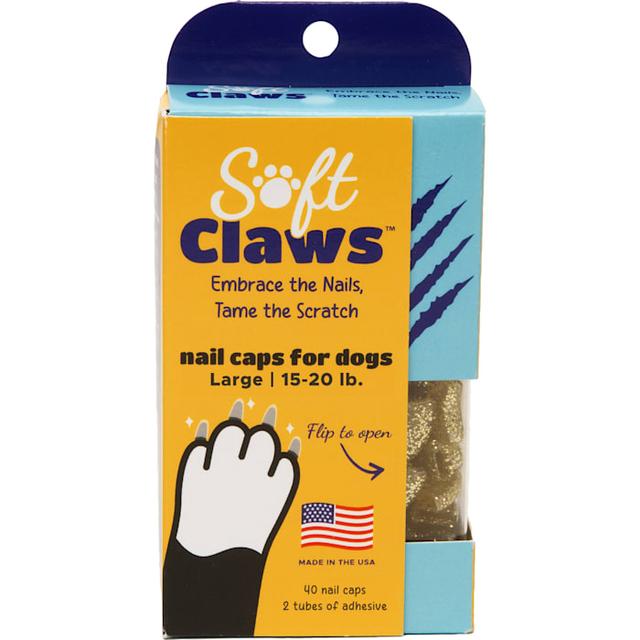 Soft Claws Gold Sparkle Dog Nail Caps, Large