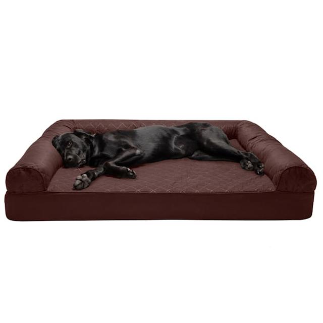 FurHaven Quilted Full Support Sofa Pet Bed, 53" L X 40" W X 9.5" H, Coffee, Brown, 2XL