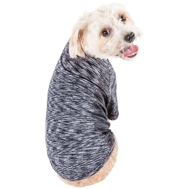 Pet Life Black Active 'Warf Speed' Heathered Ultra-Stretch Sporty Performance Dog T-Shirt, XL